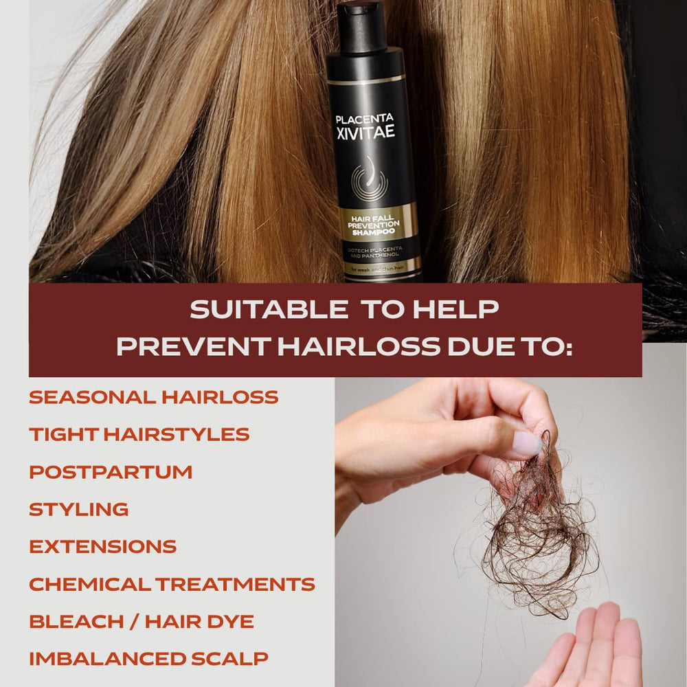 XIVITAE Placenta Shampoo ingredients panthenol and arginine shown on packaging for hair care.