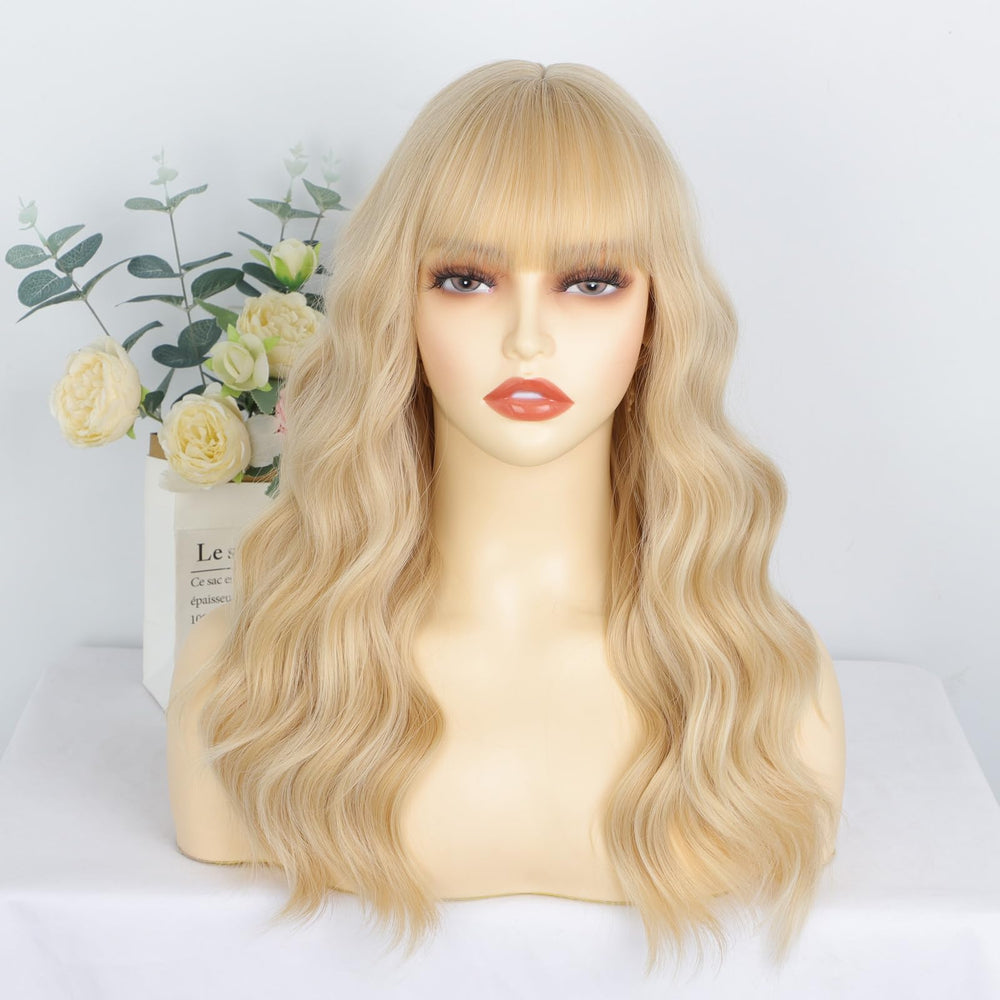 XIXIBI blonde wig features natural-looking color and heat-resistant fibers for styling