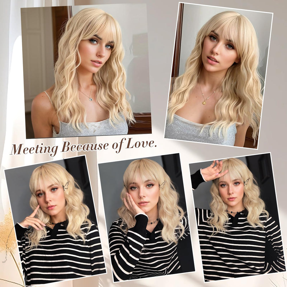 XIXIBI long wavy curly wig with bangs enhances face framing