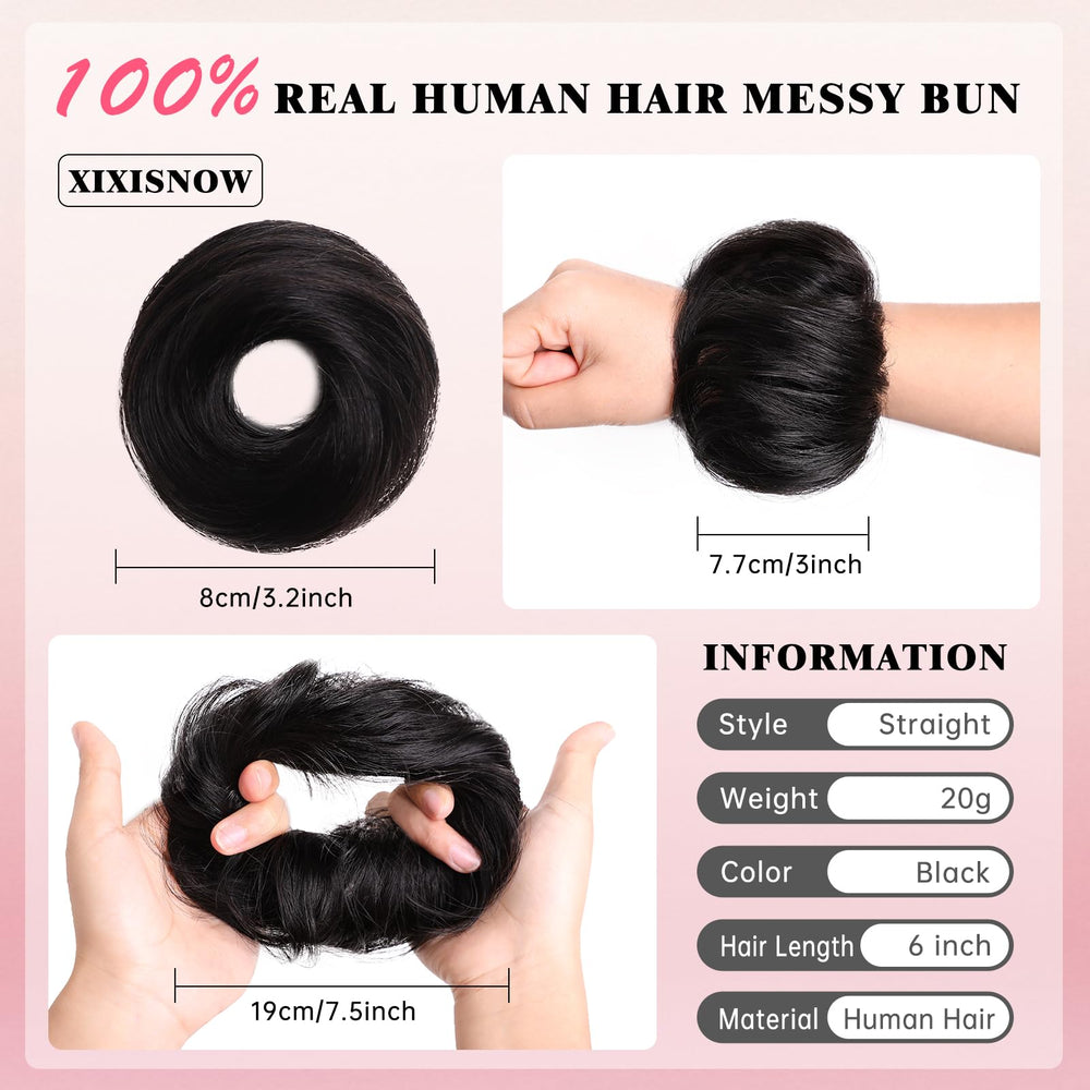 XIXISNOW bun extension with stretchy band for quick, secure styling.