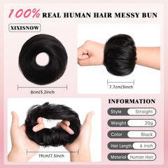 XIXISNOW bun extension with stretchy band for quick, secure styling.