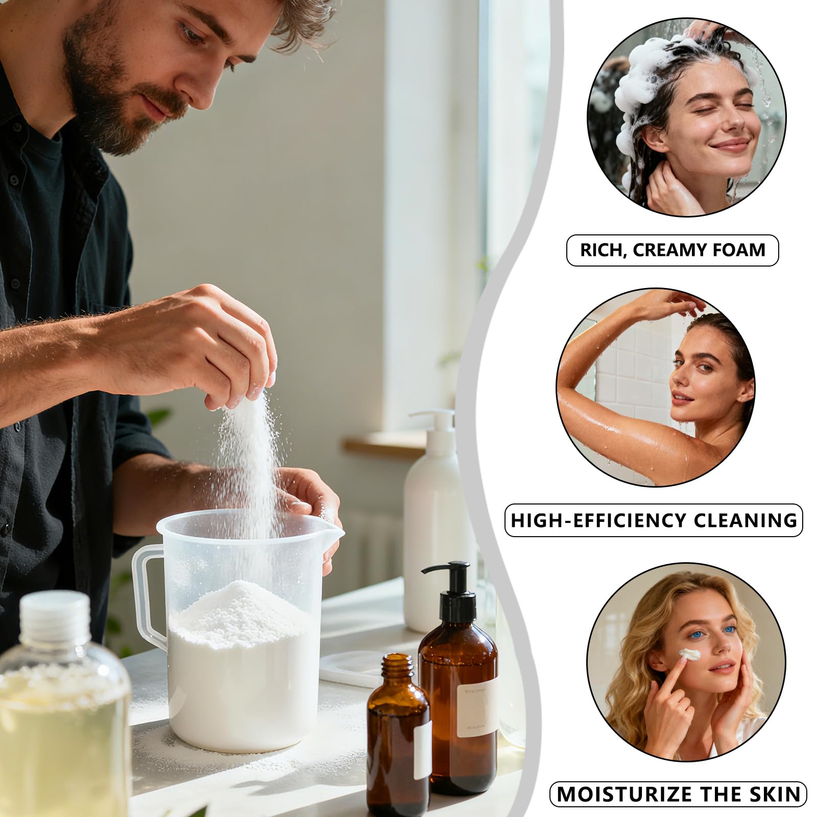 Luxurious lather from XIXISUSU SLSA powder in shampoo formulations