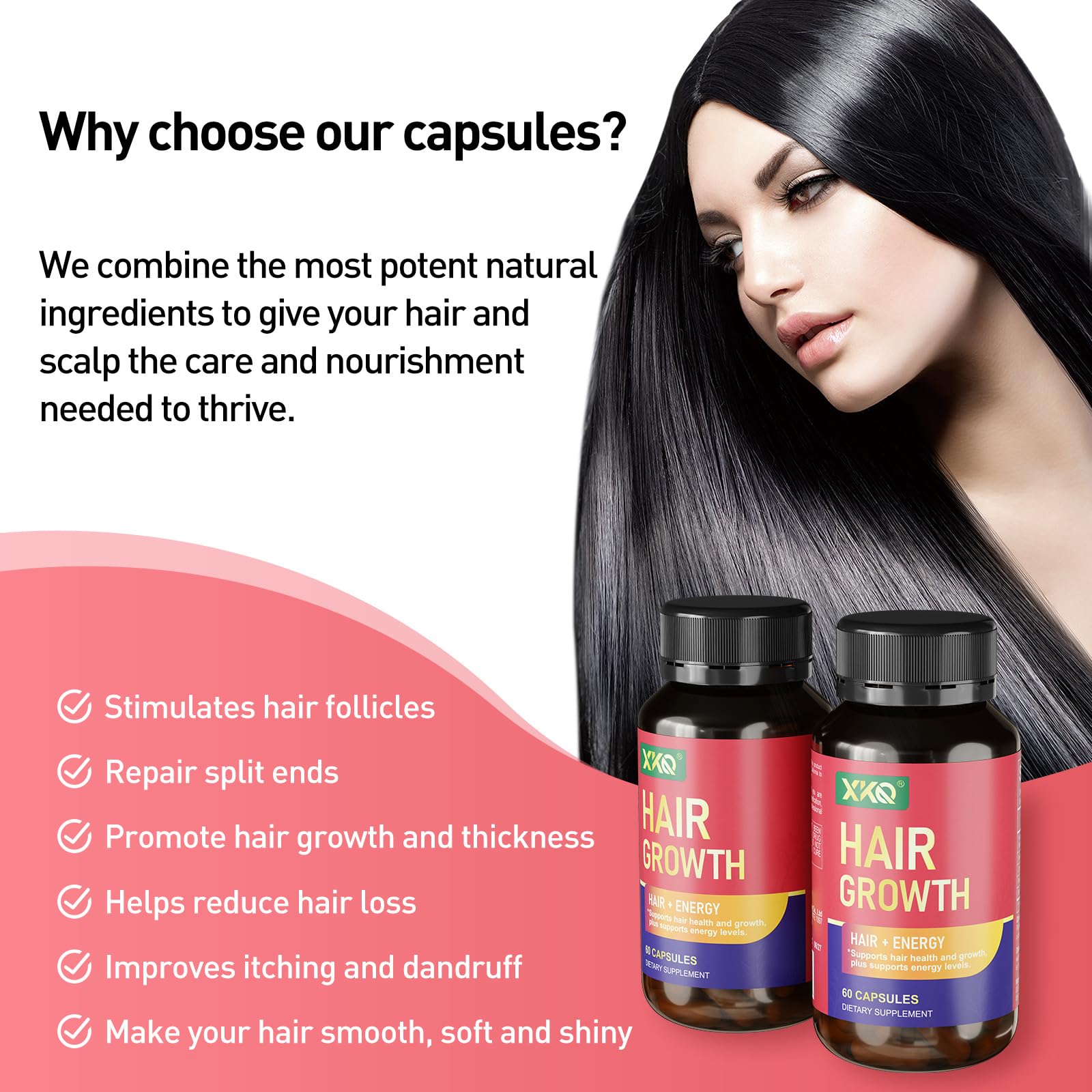 Packaging display for XKQ highlights a trusted hair vitality solution.