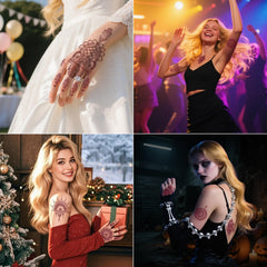 Xmasir henna stickers on hand demonstrate immediate decoration for events