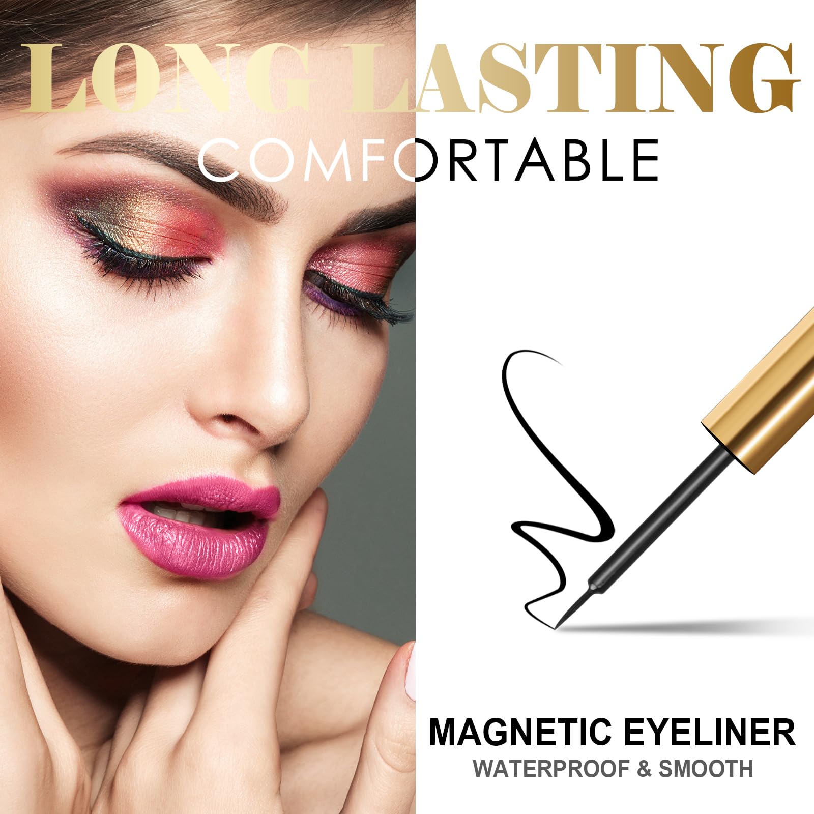 XMGHCK magnetic eyeliner close-up showing precise applicator and clean line