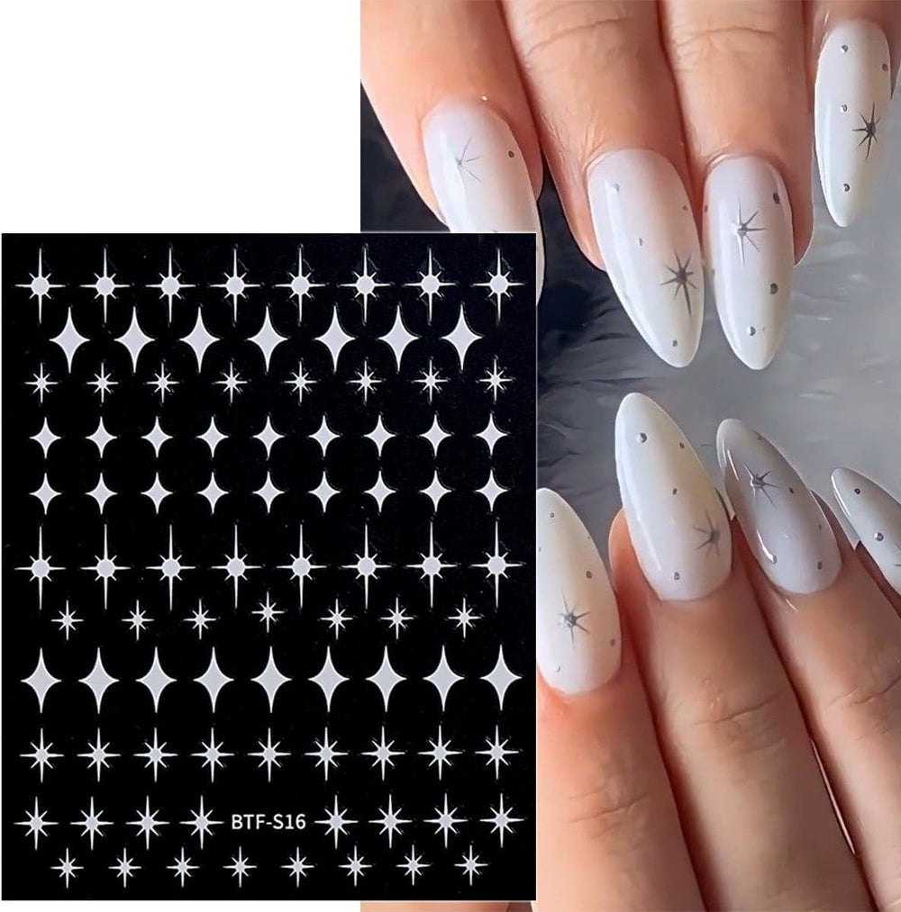 XMMXNBJ star decals applied with tweezers for precise nail art.