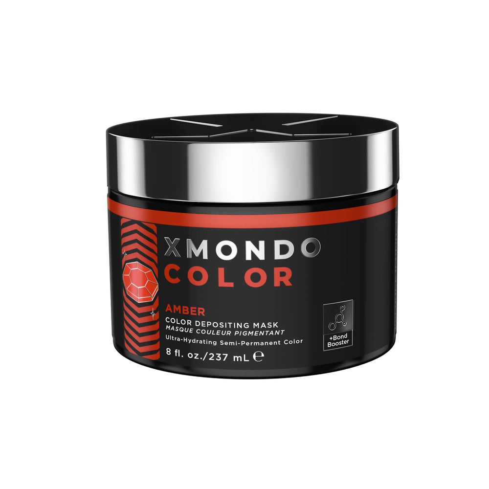 XMONDO Color Amber Mask bottle front shows vibrant pigments for brighter blondes.