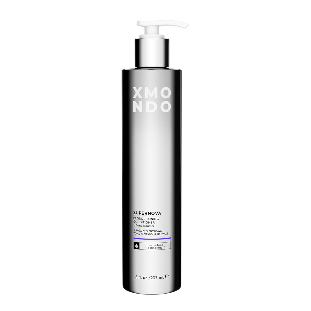 XMONDO Supernova Blonde Toning Conditioner bottle reduces yellow tones for cooler blondes.