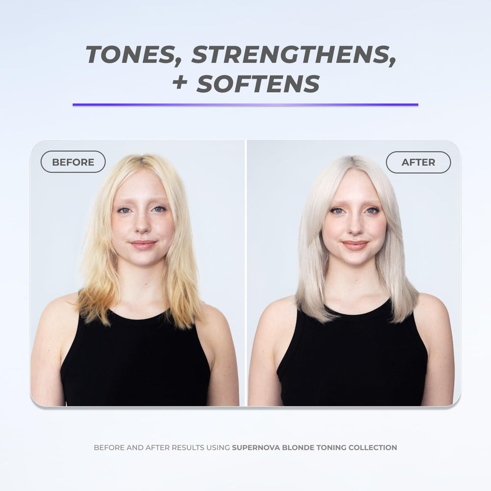 XMONDO conditioner pump dispenses a violet-toned formula for blonde toning.