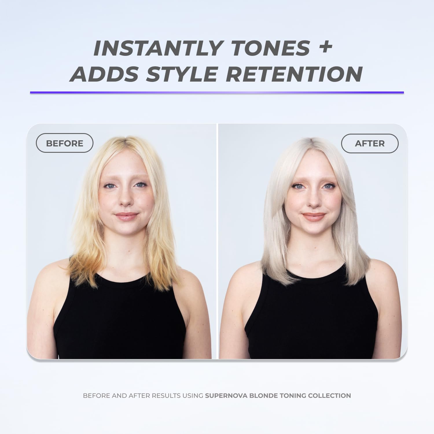 XMONDO Supernova foam applied to damp hair for even brass neutralization