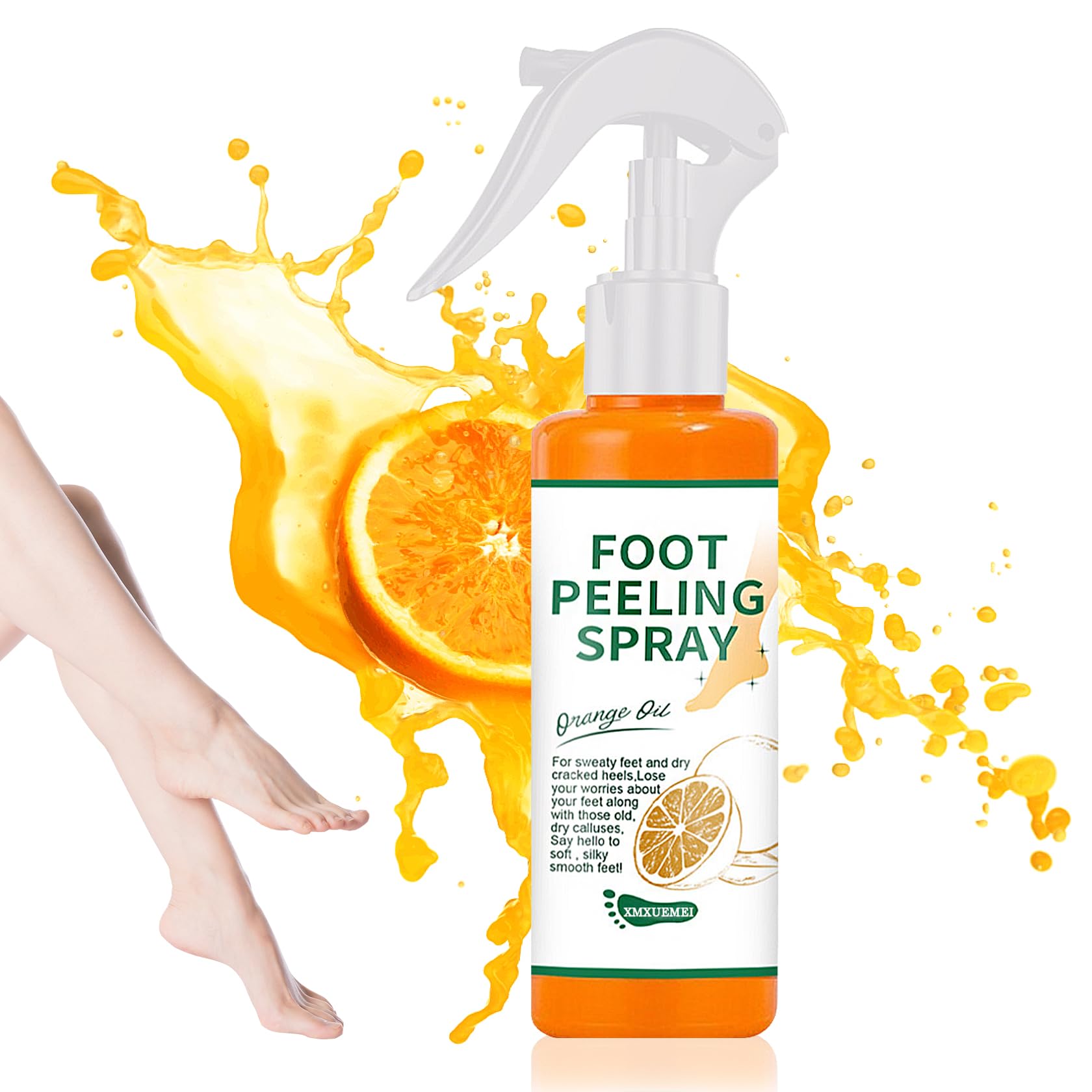 XMXueMei Foot Peeling Spray Oil bottle closeup for gentle exfoliation and hydration