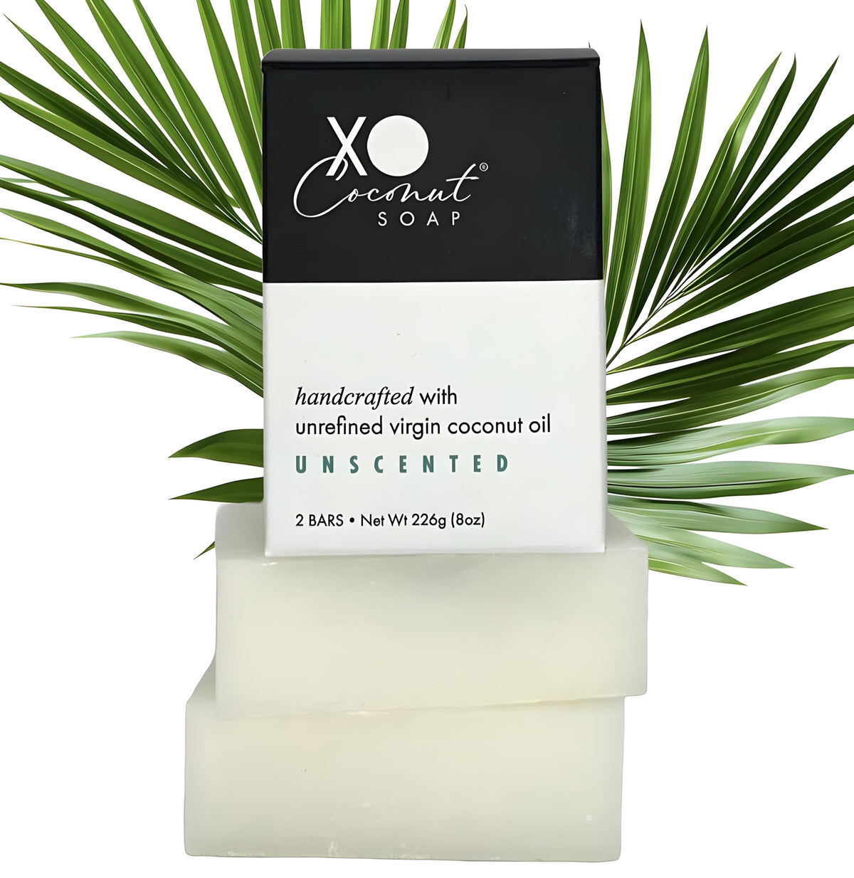 XO COCONUT coconut oil bar soap handcrafted with a rich, creamy lather.