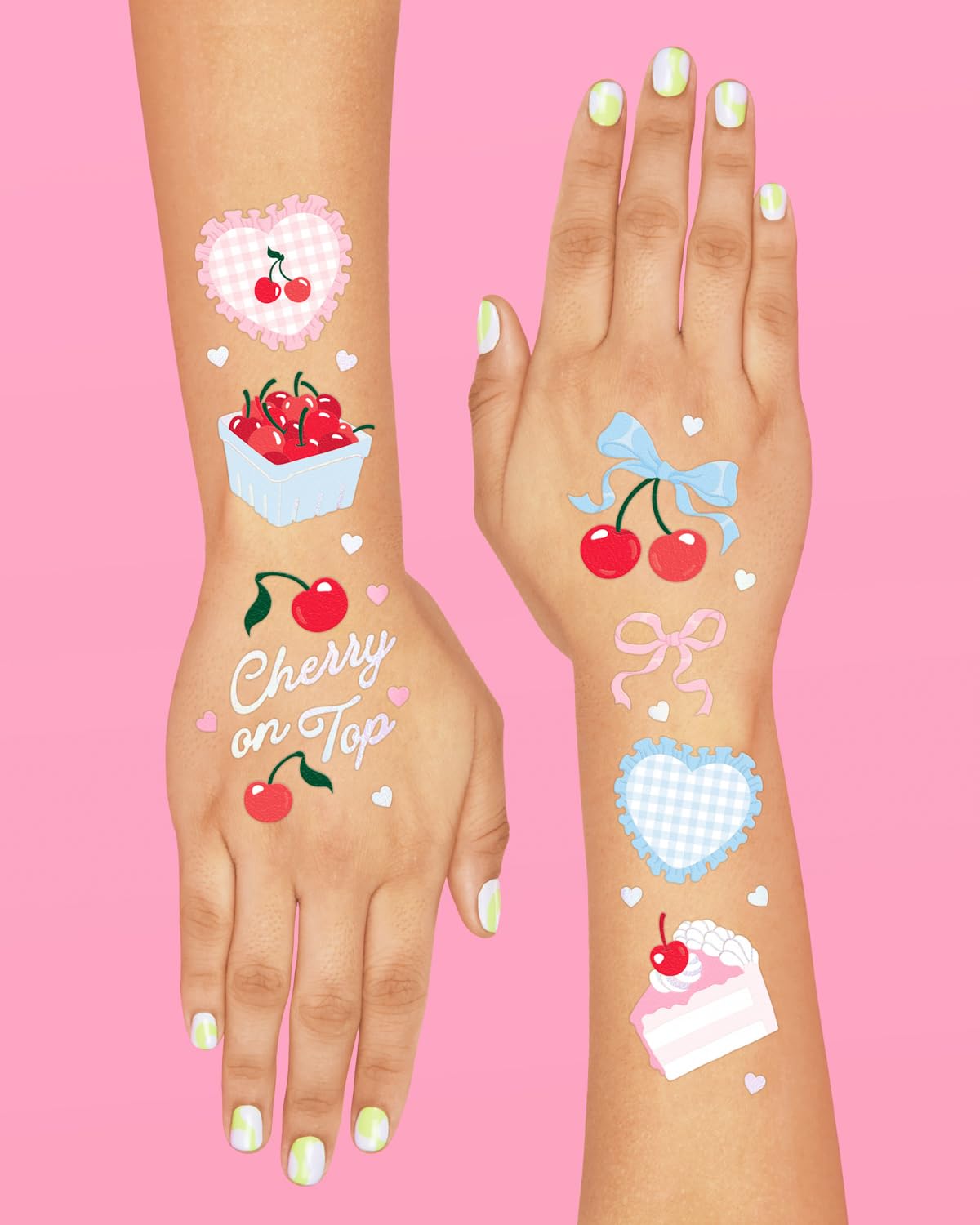 xo, Fetti cherry tattoos with heart shapes and affirmations for cute moments