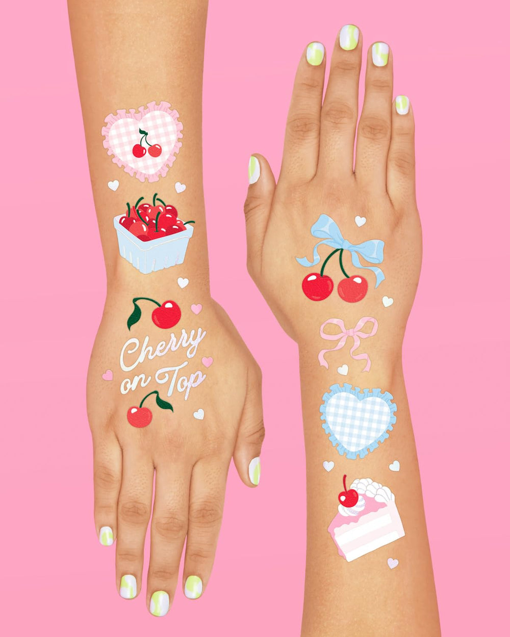 xo, Fetti cherry tattoos with heart shapes and affirmations for cute moments