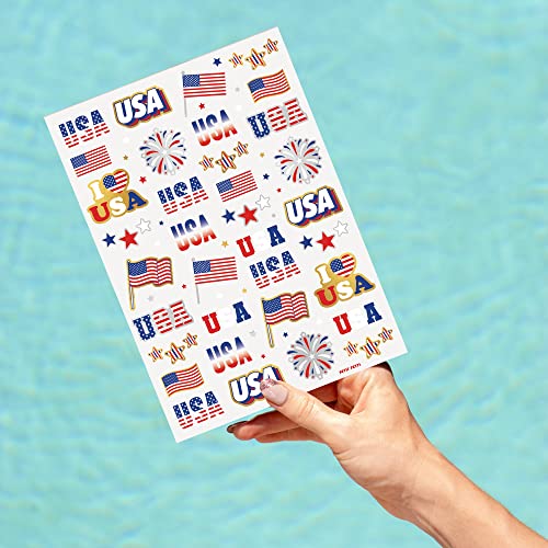 xo, Fetti red-white-blue tattoo sheet offers vivid, long-lasting party style.