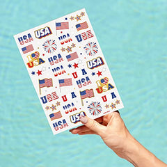 xo, Fetti red-white-blue tattoo sheet offers vivid, long-lasting party style.