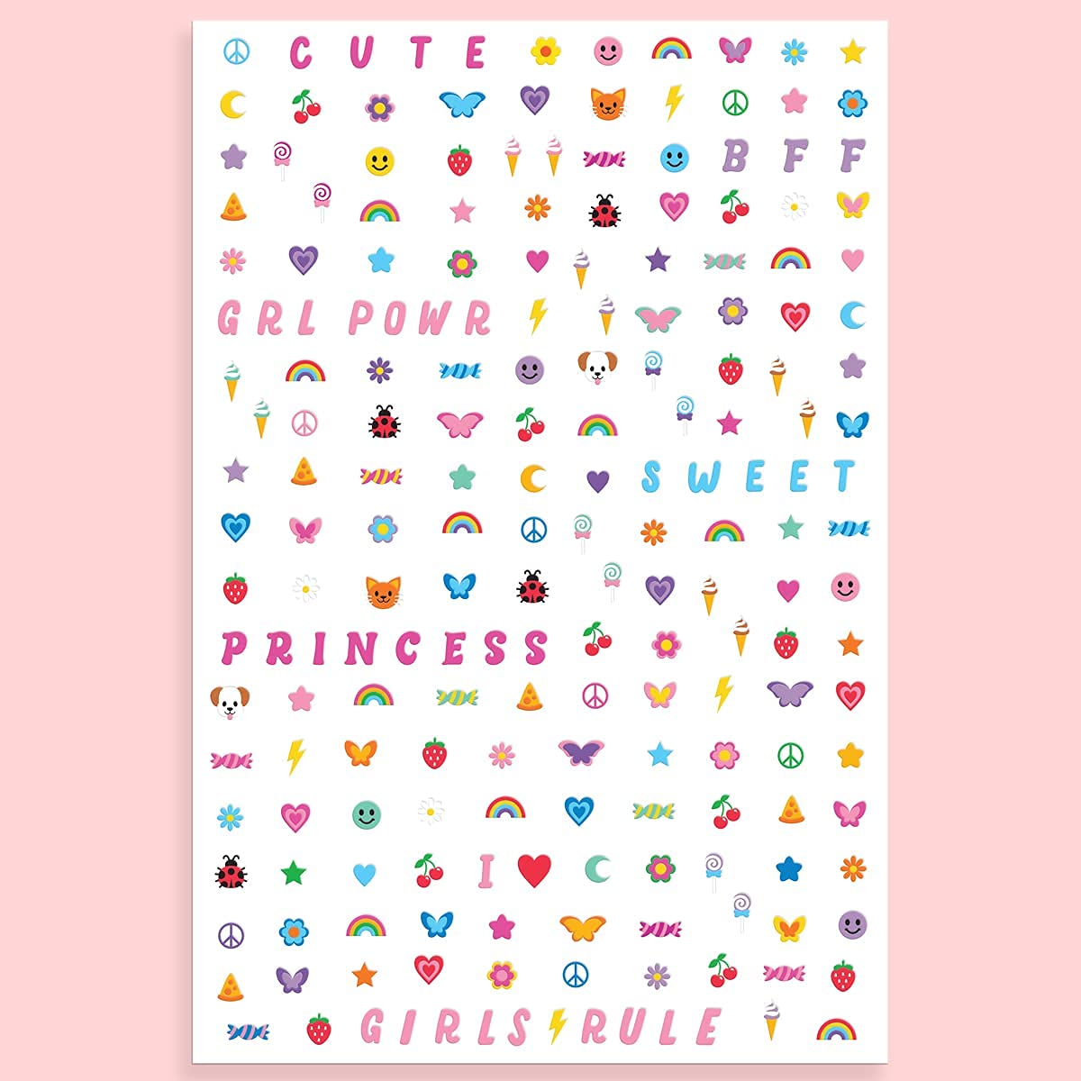 xo Fetti hearts and sayings for empowering girly nail art