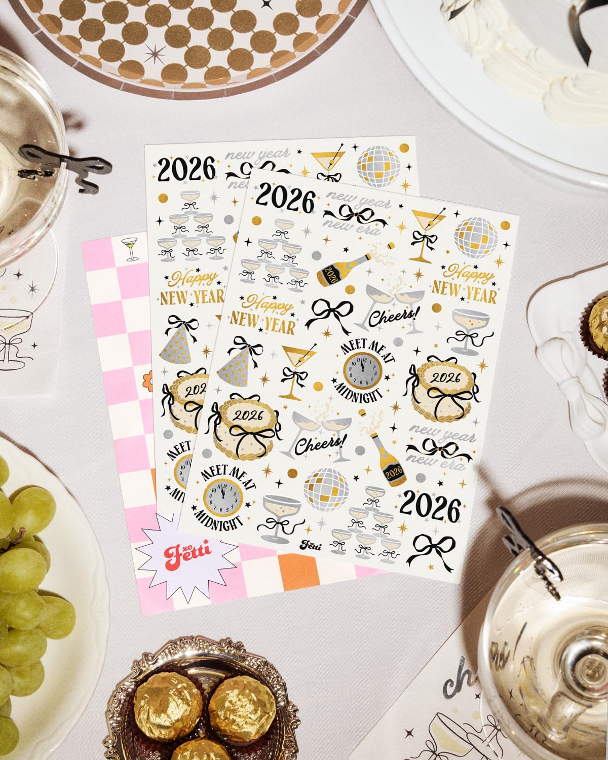 xo Fetti tattoo sheets measure 8x6 inches for easy sharing at parties.