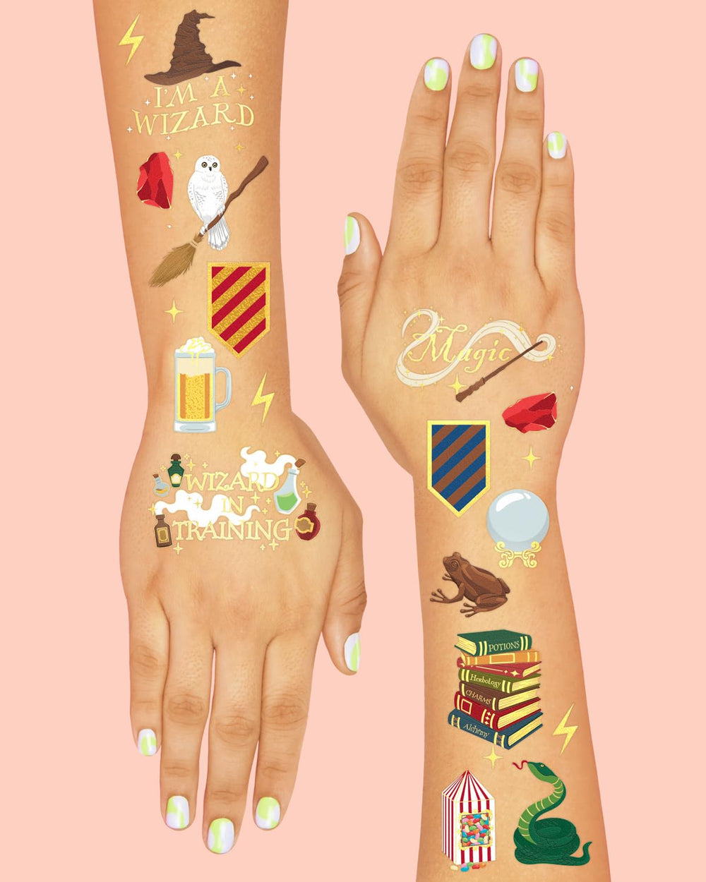 xo, fetti wizard party tattoos foil-owl design — eye-catching decoration for tables and guests