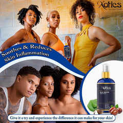 Xotics Blue Water Facial Spray applied to skin for lightweight hydration