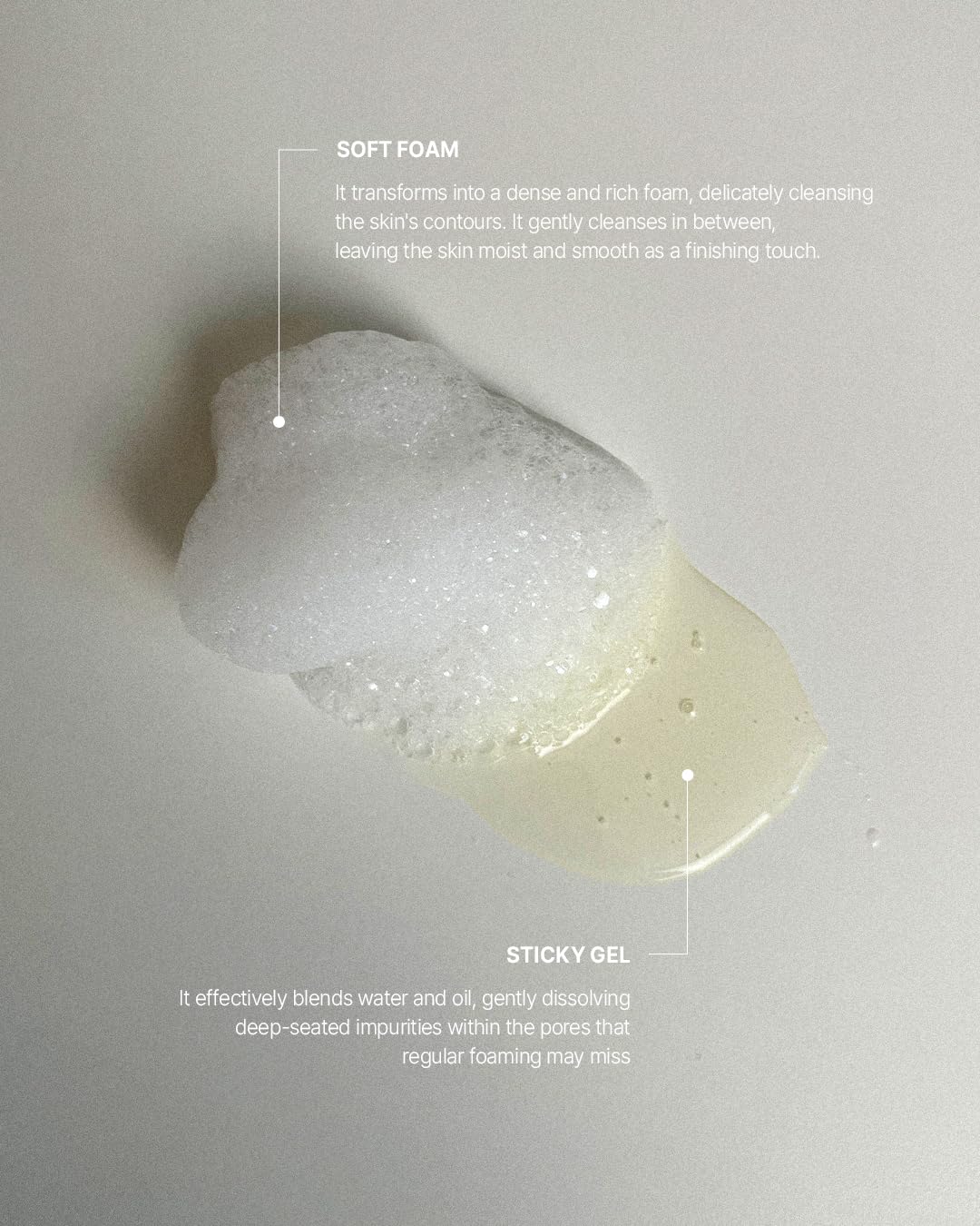 XOUL Pure Cell Cleansing Gel applied to skin for hydrating cleansing.