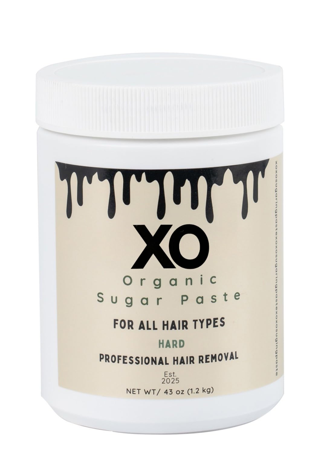 XOXO Sugaring Paste jar close-up highlighting natural ingredients for gentle removal