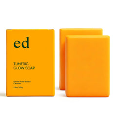 XPDGVS Ed Turmeric Glow Soap close-up shows a gentle daily cleanse for all skin types
