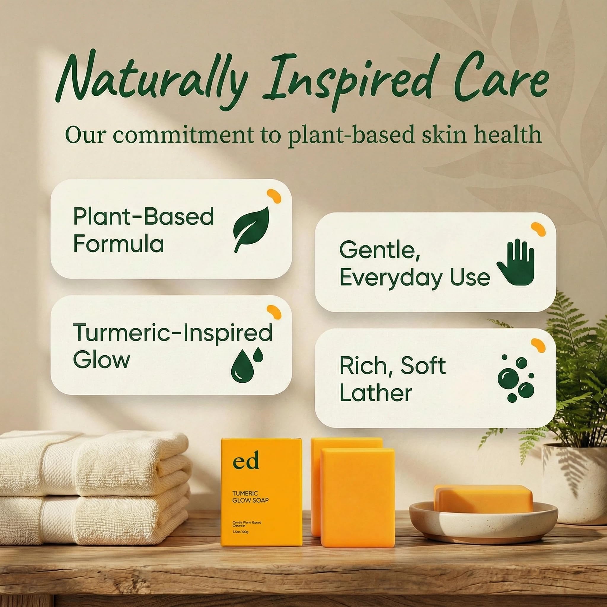 XPDGVS Ed Turmeric Glow Soap packaging image suggests travel-friendly, simple skincare ready for home or gym