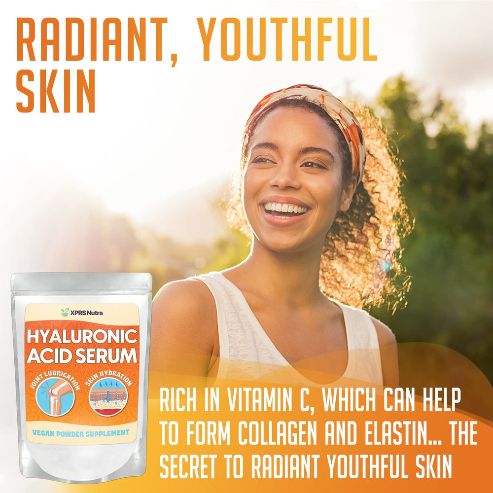 XPRS Nutra Hyaluronic Acid Powder poured into a mixing bowl for serums.