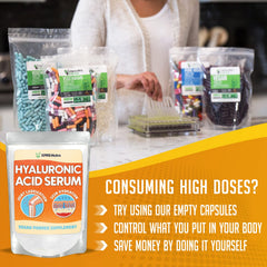 XPRS Nutra Hyaluronic Acid Powder on a measuring spoon for precise dosing.