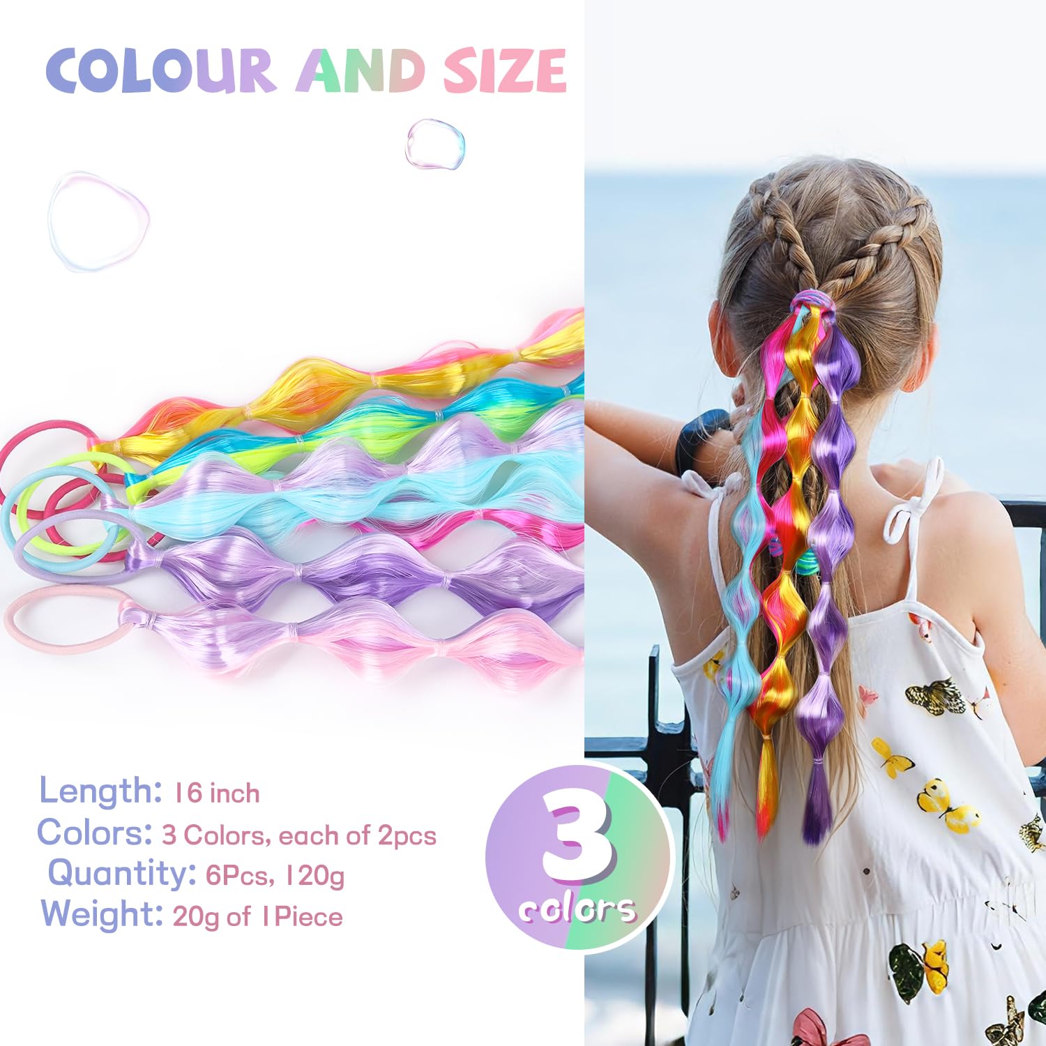 XRACEPHOL spiral-design hair extensions add volume for Crazy Hair Day