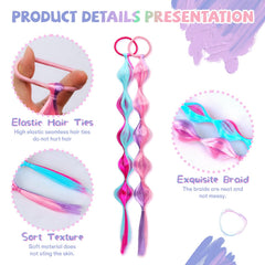 XRACEPHOL kid-friendly extensions attach with rubber bands for quick styling
