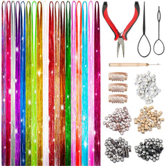XSASLYET hair tinsel in vibrant colors closeup adds sparkle to any look
