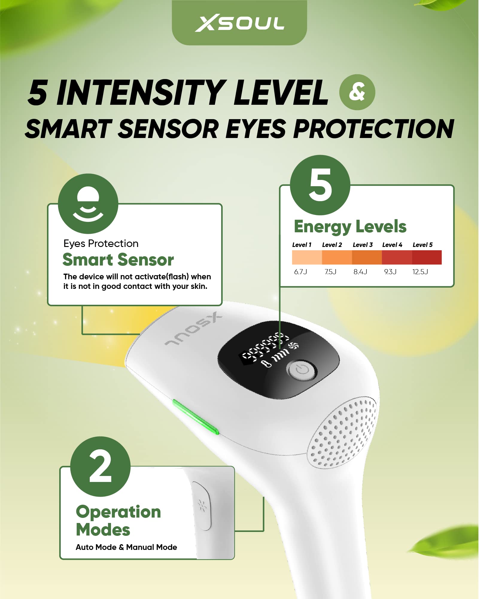 XSOUL IPL device plug-in cord ensures consistent power without charging.