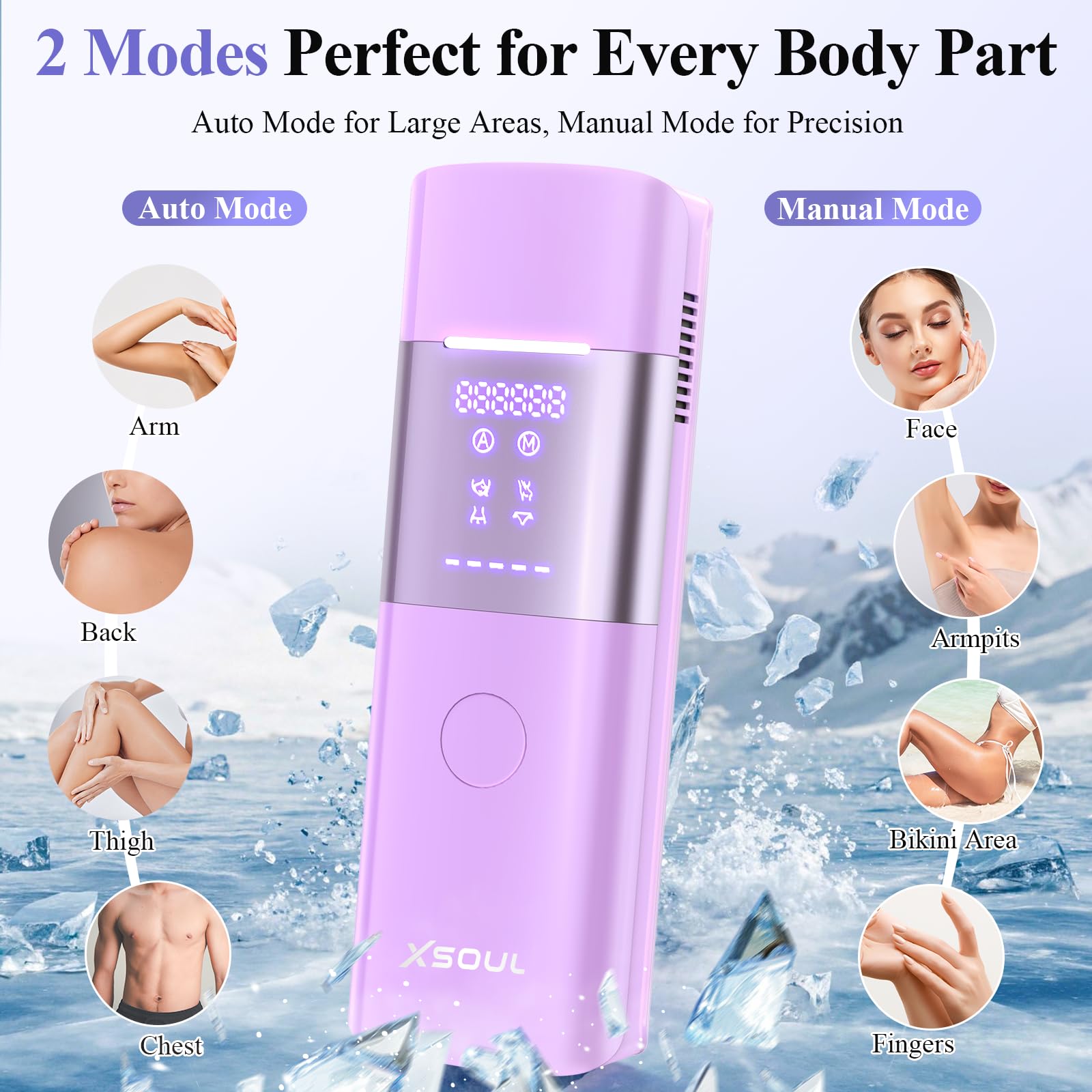 Xsoul Laser Hair Removal offers 999,999 flashes for long-term home use.
