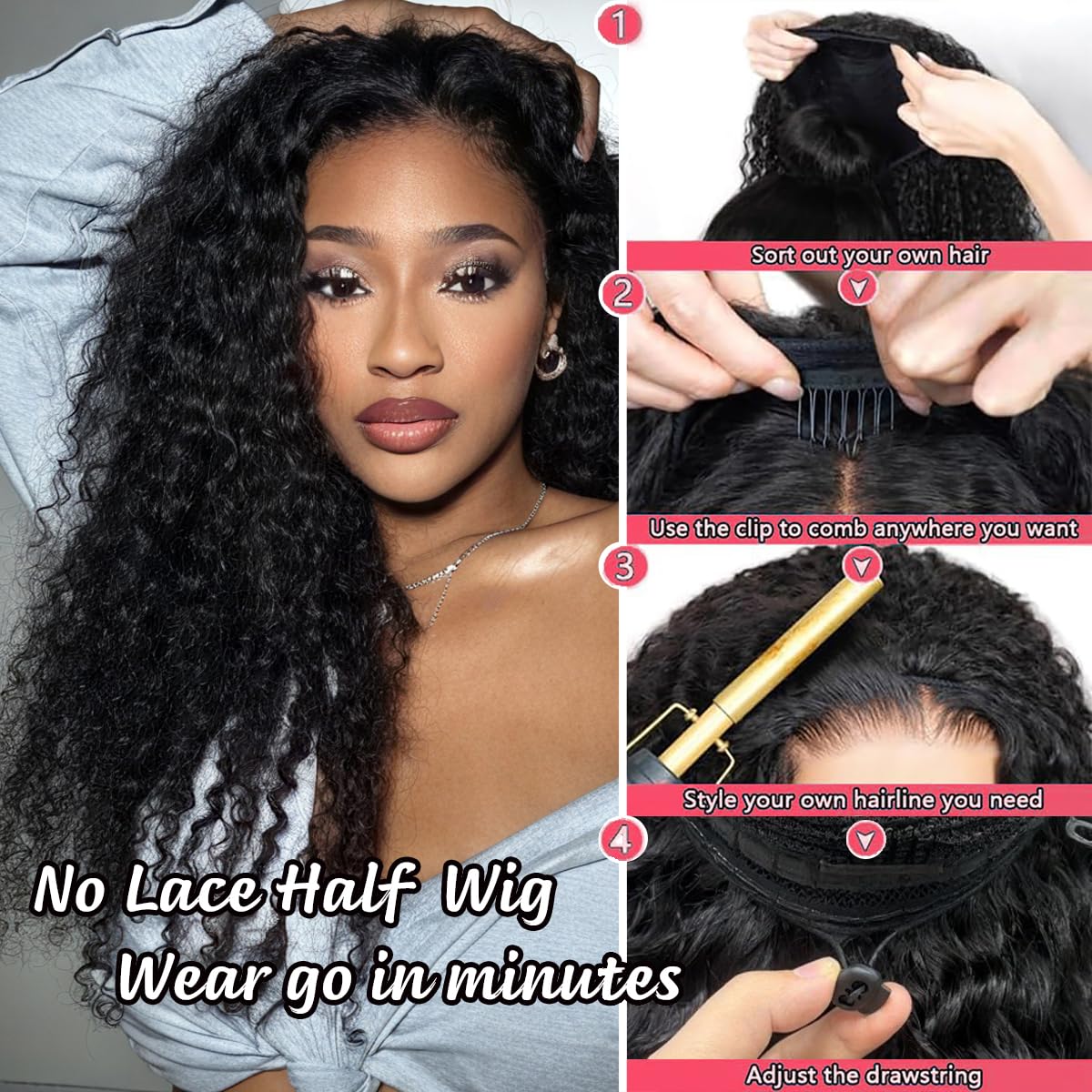 XSY Deep Wave Half Wig worn to demonstrate natural volume