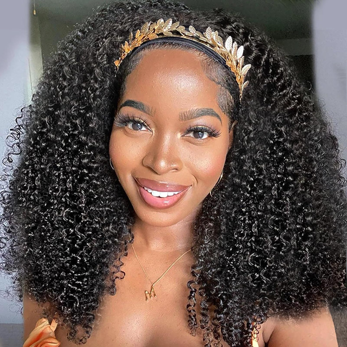 Xsy headband wig kinky curly 20inch shows natural shine and easy wear for daily styles