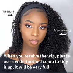 Xsy kinky curly headband wig closeup curls highlight soft texture and tangle-free feel