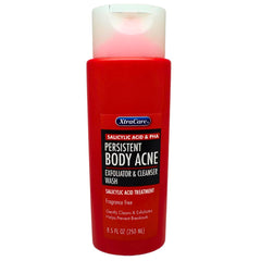 XtraCare persistent body acne exfoliator bottle, fragrance-free daily cleansing for sensitive skin