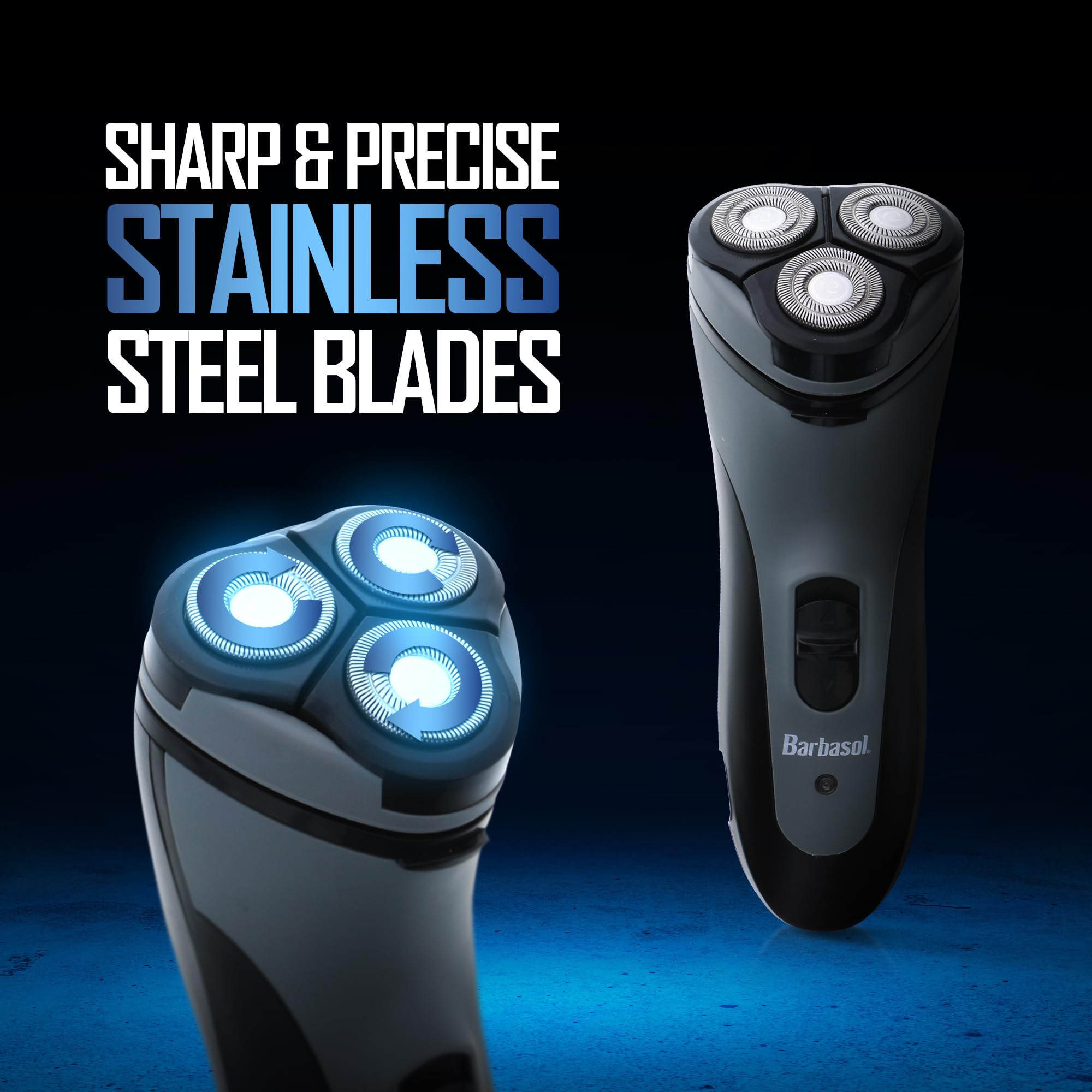 XTREME Barbasol rotary shaver 8-hour charge powers 45-minute use.