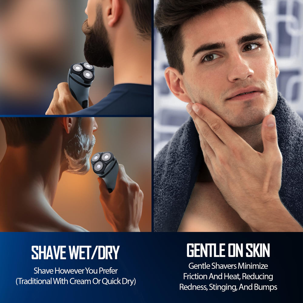 XTREME Barbasol rotary shaver ergonomic, lightweight handle for comfort.