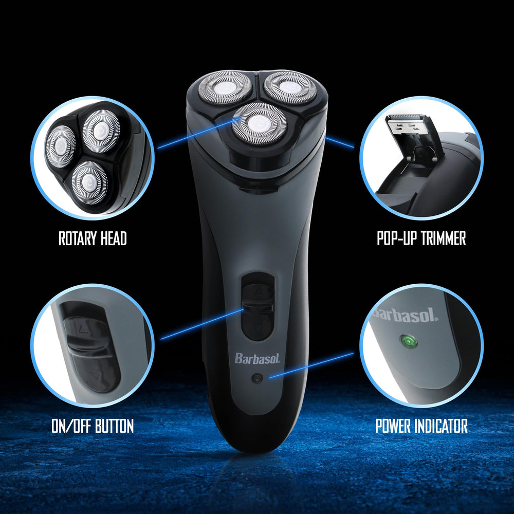 XTREME Barbasol rotary shaver pop-up trimmer detailing edges.