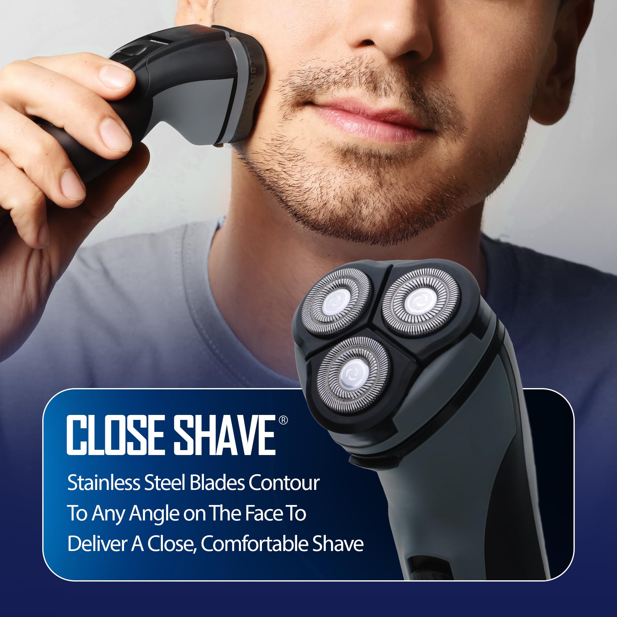 XTREME Barbasol rotary shaver wireless design for cordless grooming.