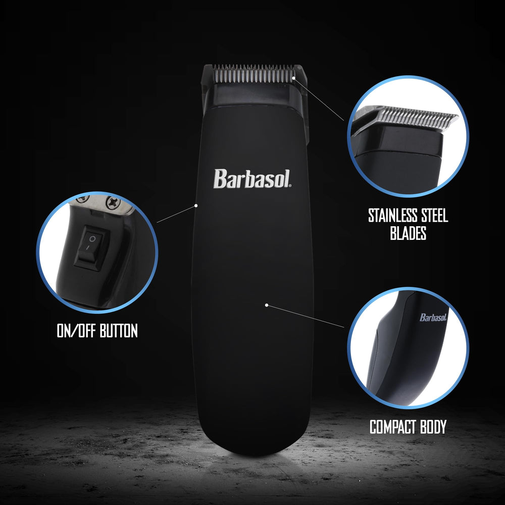 XTREME Barbasol Touch Up Trimmer includes three guide combs for versatile lengths.