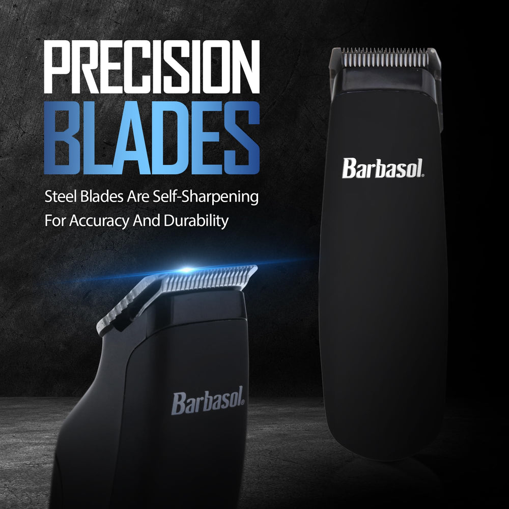 XTREME Barbasol Touch Up Trimmer with stainless steel blades for clean cuts.