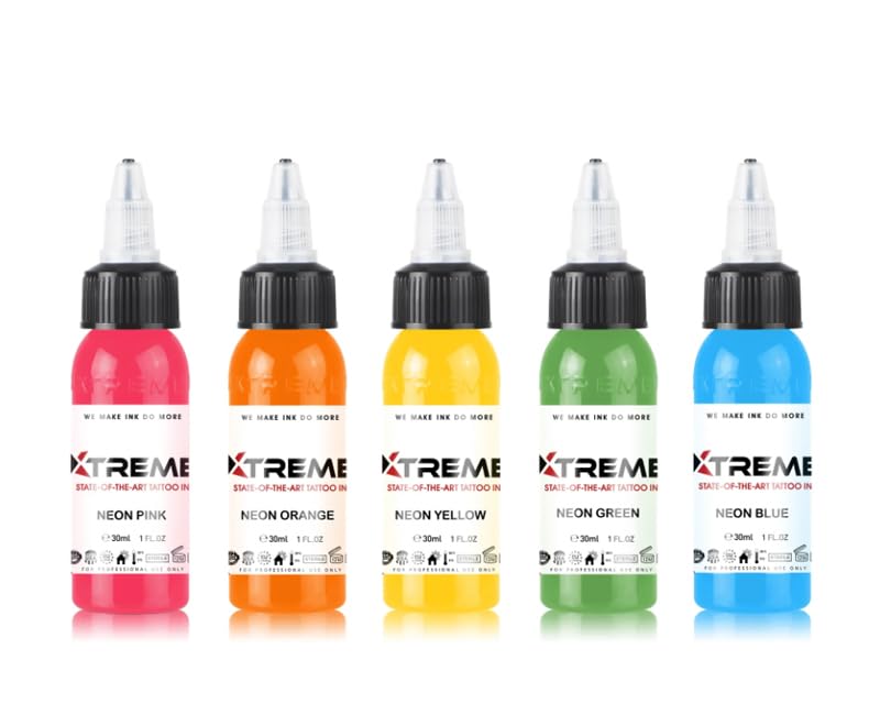 XTREME Neon Pink ink swatch shows bright, UV-free pigment ideal for bold neon outlines.