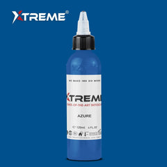 XTREME Tattoo Ink Azure pigment drop highlights bright coverage and depth.
