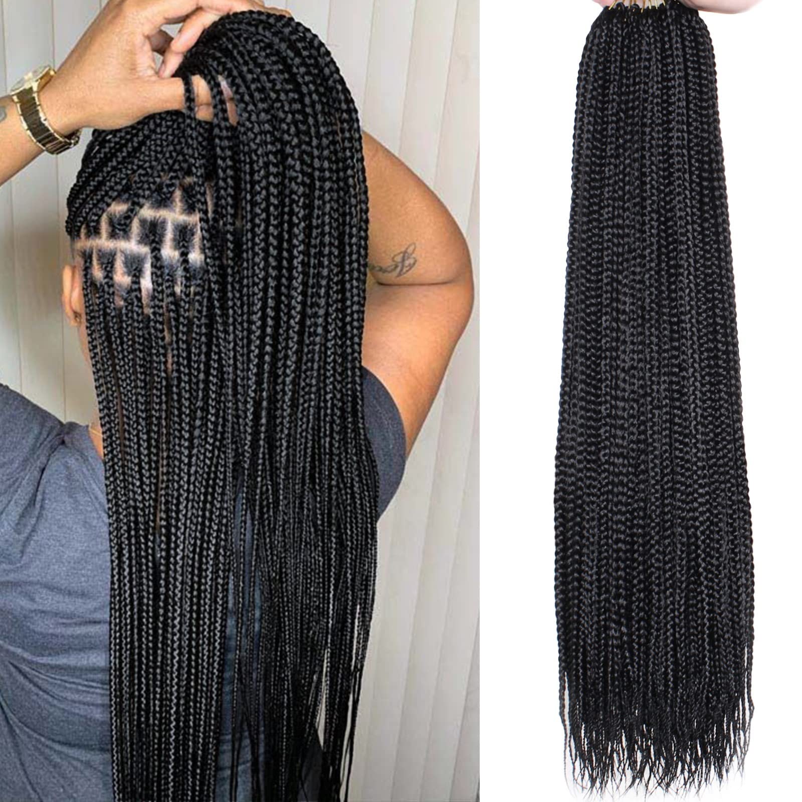 XTREND box braids crochet hair eight-pack set shown for easy installation.