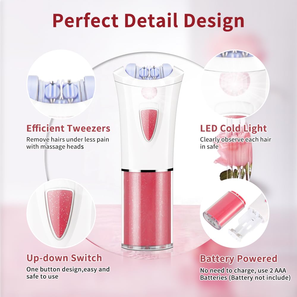 Xubioooo epilation head close-up shows titanium blades for gentle use