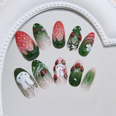 XUNCUNFAN glossy almond medium nails showcase durable gel look.